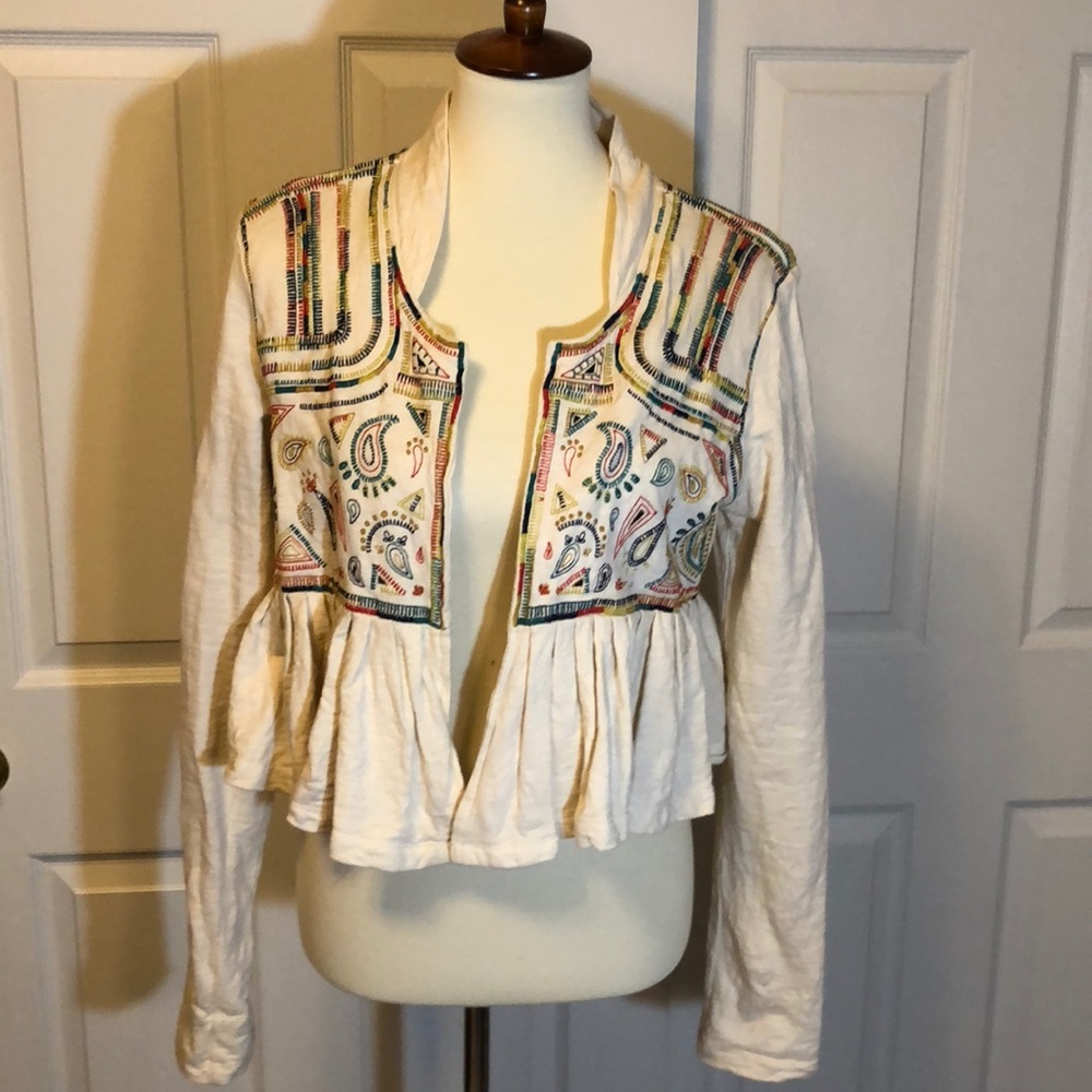 Anthropologie Lilka Valle Embroidered Cardigan